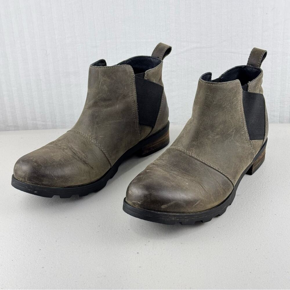 Sorel Emelie Chelsea Waterproof Ankle Boots Women’s Size 9.5 EUR 40.5 Full-Grain